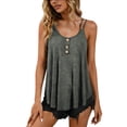 thumbnail image 6 of Neewe Women's Basic Tank Tops Cami Tank Summer Sleeveless Tops Round Neck Camisole Pleated Shaping Top-Gray 3XL, 6 of 6