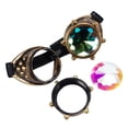 thumbnail image 2 of LELINTA Fation Rainbow Steampunk Goggles Rivet Laser Kaleidoscope Glasses Role Playing Round Glass Crystal Lens Silver Black Pink, 2 of 4
