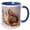 Blue/White, variant on 3drose, Funny Squirrel Sits on a Tree Branch and Eats a Hazel Nut, 15oz Mug