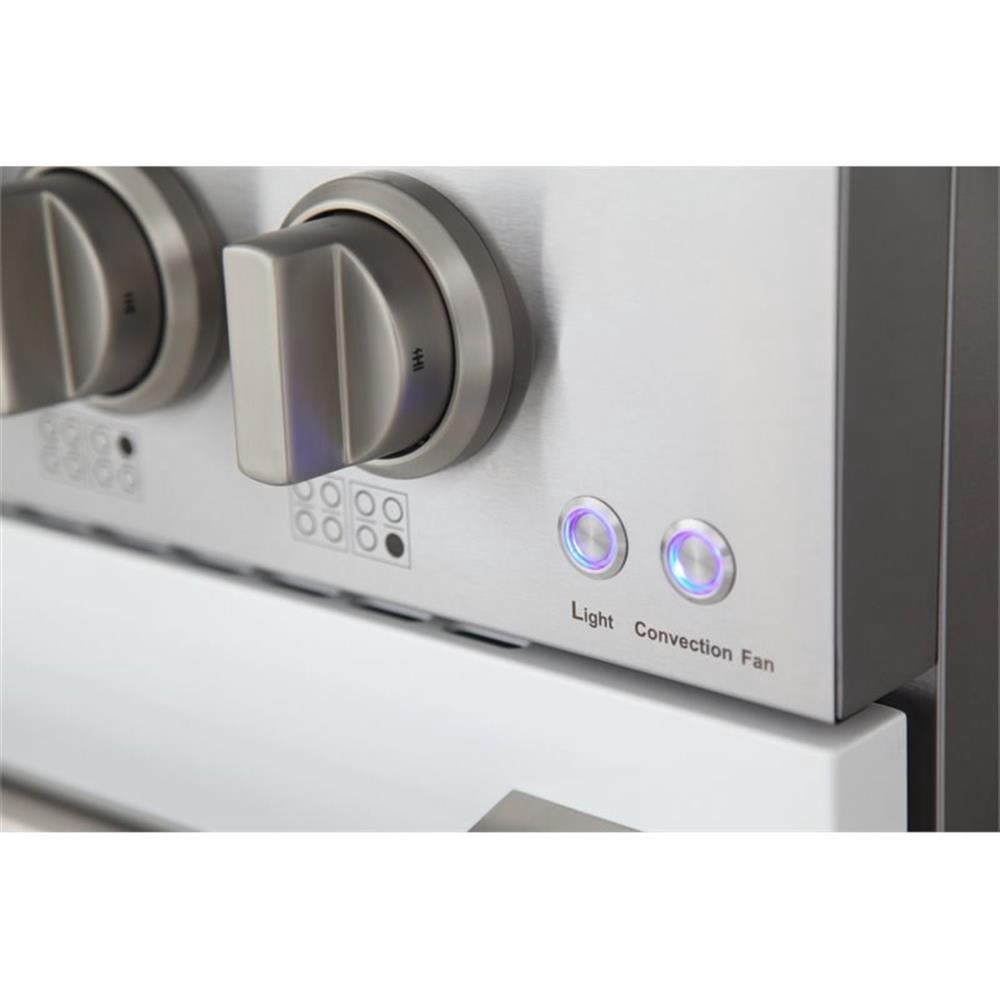 Pemberly Row 48" Stainless Steel Natural Gas Range in Silver/White