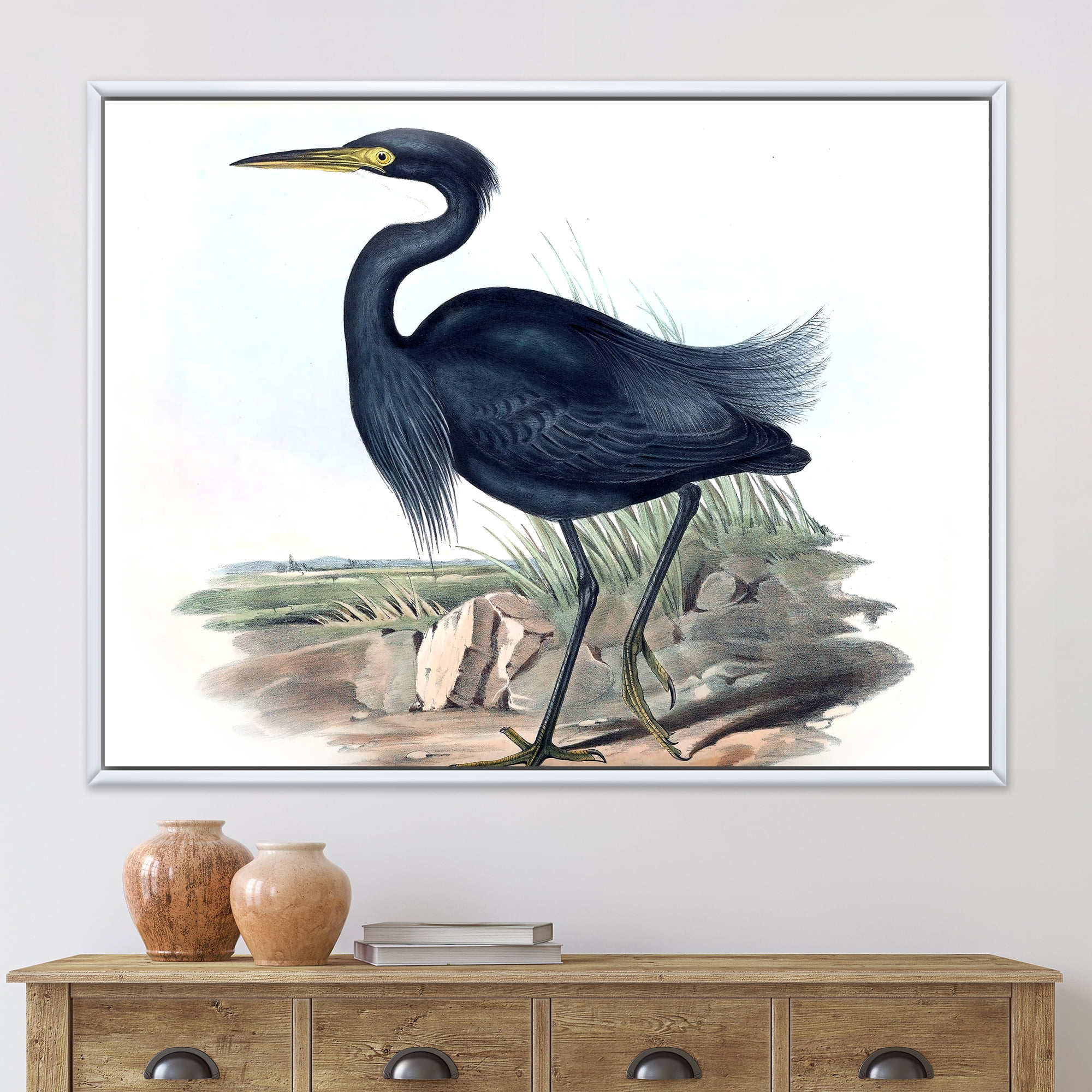 Designart 'Ancient Australian Birds III' Traditional Framed Canvas Wall Art Print