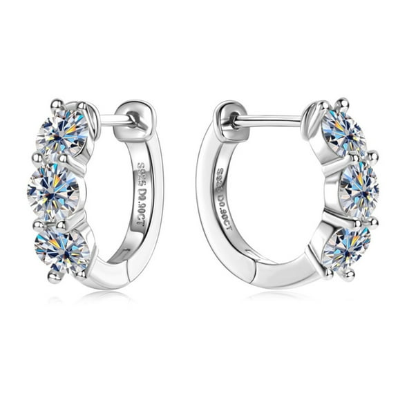 Moissanite Hoop Earrings for Women 1.8cttw D Color VVS1 clarity Round Cut Diamond Earrings Hoop 925 Sterling Silver Moissanite Earrings for Women with Certificate