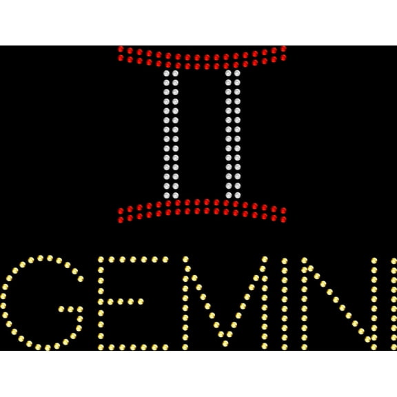 Rhinestone Bling Sparkle Iron On Transfer DIY Zodiac Gemini Bling