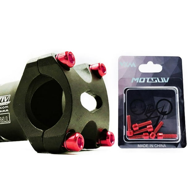 12 Uds. Pernos de vástago de bicicleta M5x18mm tornillos de vástago de cabeza Allen MTB con arandela (rojo)