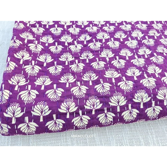 A And E Textiles House Purple kantha quilt Indian Handmade Kantha Quilt Bedspread Throw Cotton Blanket Gudari Queen Purple Bedcover kantha Bedcover Purple