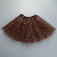 thumbnail image 5 of AJTQTH Girls Summer Skirt Elastic-Waisted Mesh Stars Sequins Glitter Short Skirts Layered Lightweight Comfy Stylish Mini Skirt for Street Party Brown 3-9Years, 5 of 5