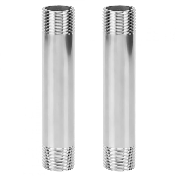 2 Pcs 10cm Stainless Steel Equal Male Thread Pipe Fittings - G1/2(4) Extension Rods, High Hardness Corrosion-Resistant Threaded Connectors for Plumbing, Gas & DIY Pipeline Projects, Durable & Easy to