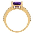 thumbnail image 4 of 2.48ct Princess Cut Purple Natural Amethyst 14k Yellow Gold Engraving Statement Bridal Wedding Designer Ring Size 4.5, 4 of 5