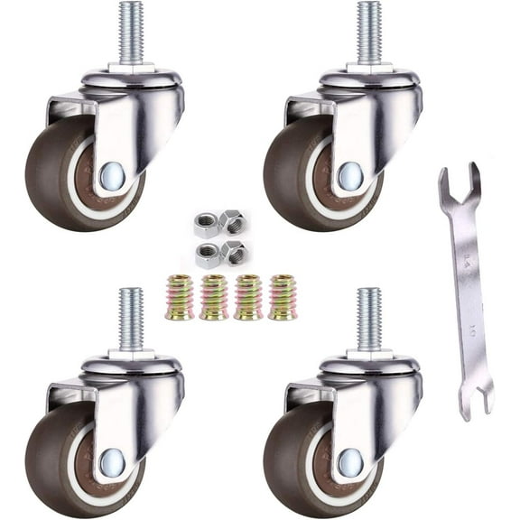 M6 Threaded Stem Caster, Mini Small Type Swivel Caster With Quiet Smooth Movement, 360 Degree Rotation Ideal For Furniture Replacement In Garages, Stores, Carts, Desks, And More