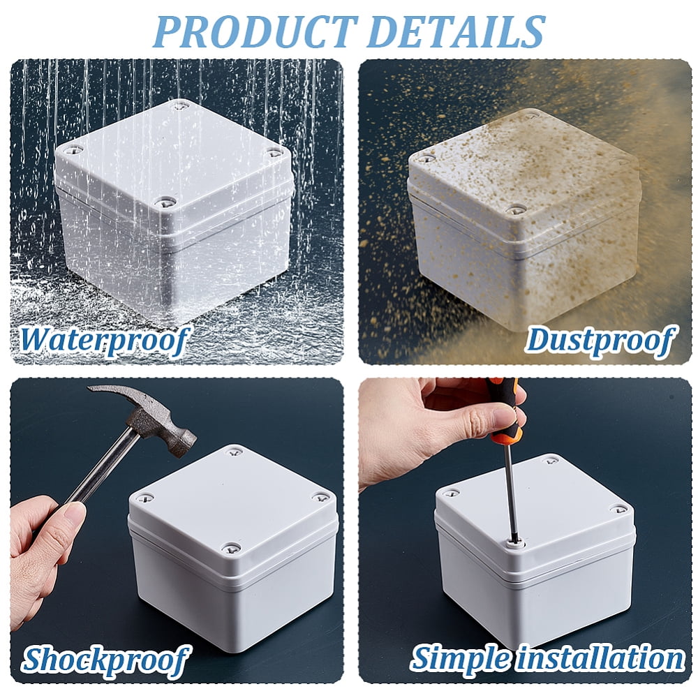 Outdoor Waterproof Plastic Junction Box Square Light Grey 99x99x76mm Inner Diameter: 93x93mm