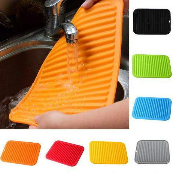 Zhaomeidaxi Silicone Dish Drying Mat 12" x 9" Drainer Mat Heat Resistant Trivet Counter Top Mat Sink Non Slip Dish Draining Mat BPA Free Dish Washer Safe