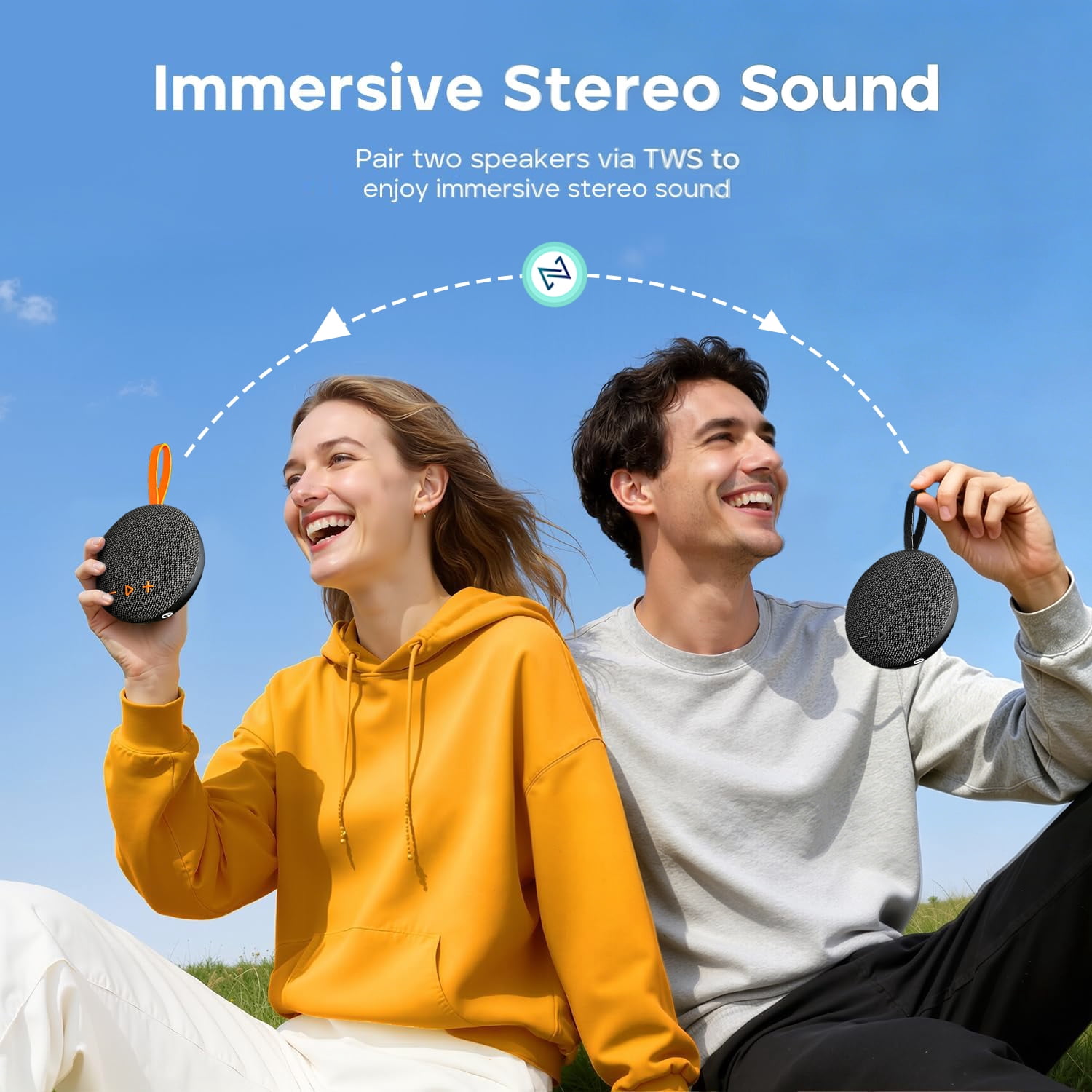 Portable Magnetic Mini Speakers, Wireless Bluetooth Speaker IPX6 Waterproof,TWS Pairing, Small Pocket Shower Speaker with Strap for Bike/Hiking/Golf/Home,Black