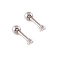thumbnail image 4 of Ear Studs Anti-allergic Cubic Zirconia Stainless Steel 3 Prong Design Earrings For Daily Life, 4 of 5