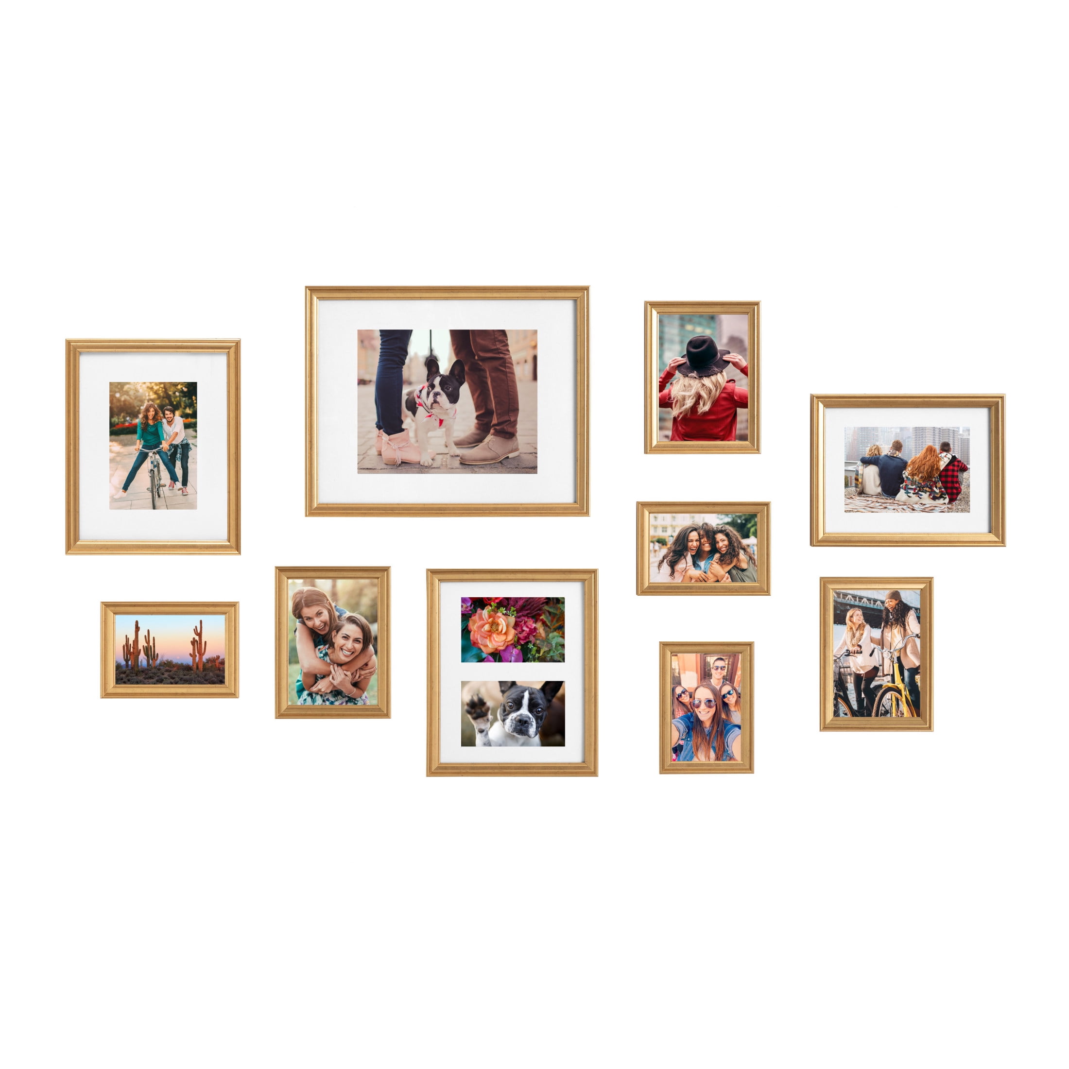 Kate And Laurel Adlynn Traditional Picture Frame Set, Set Of 10, Varying Sizes, Gold, Vintage Wall Frame Set Collection with Hanging Template for Gallery Wall Picture Frame Display