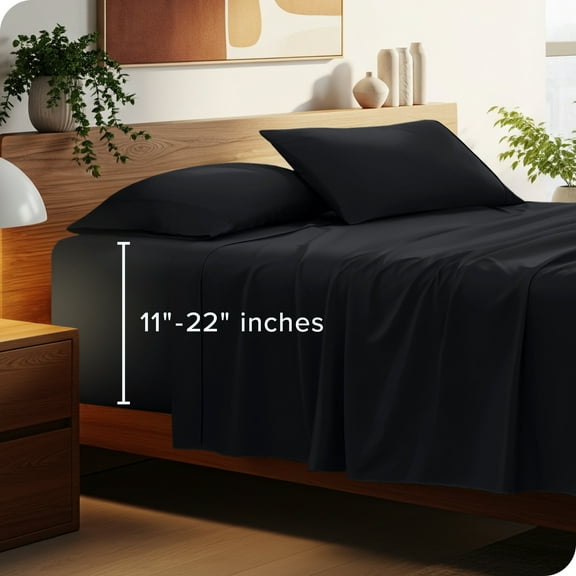 Bare Home 22" Extra Deep Pocket Sheet Set - Premium 1800 Collection - Ultra-Soft - King, Black