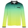 thumbnail image 4 of Miluxas Mens Long Sleeve Polo Shirts Casual Gradient Golf Tops Button Down Lapel Comfy T-shirts Quick Dry Slim Fit Tee Blouse Yellow, 4 of 4