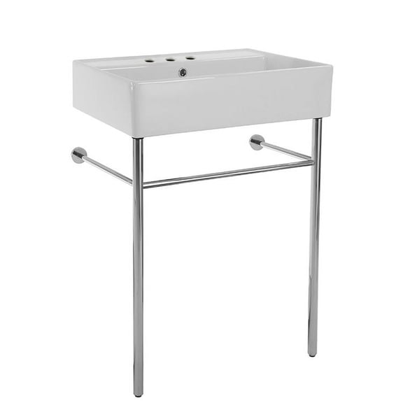 Nameeks 8031/R-60-Con-Three Hole Scarabeo 23-3/5" Ceramic Bathroom Sink For Console