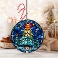 thumbnail image 5 of Qocolhg Christmas Tree Hanging Ornament, Stained Glass Ornament Christmas Acrylic Round Pendant Stained Glass Christmas Tree Ornament for Christmas Tree Decor Christmas Round Hanging Ornament, 5 of 6