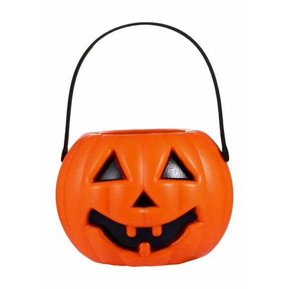 Halloween Pumpkin Bucket, Plastic Portable Multi-purposed Candy Holder for Party Favors Home Decoration Supplies