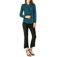 thumbnail image 2 of Allegra K Women's Tie Neck Button Down Work Long Sleeves Blouse Shirts, 2 of 6