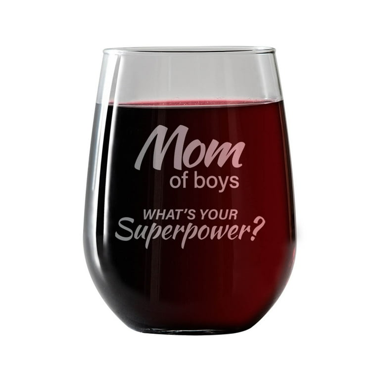 Mom of Boys Engraved Wine Tumbler