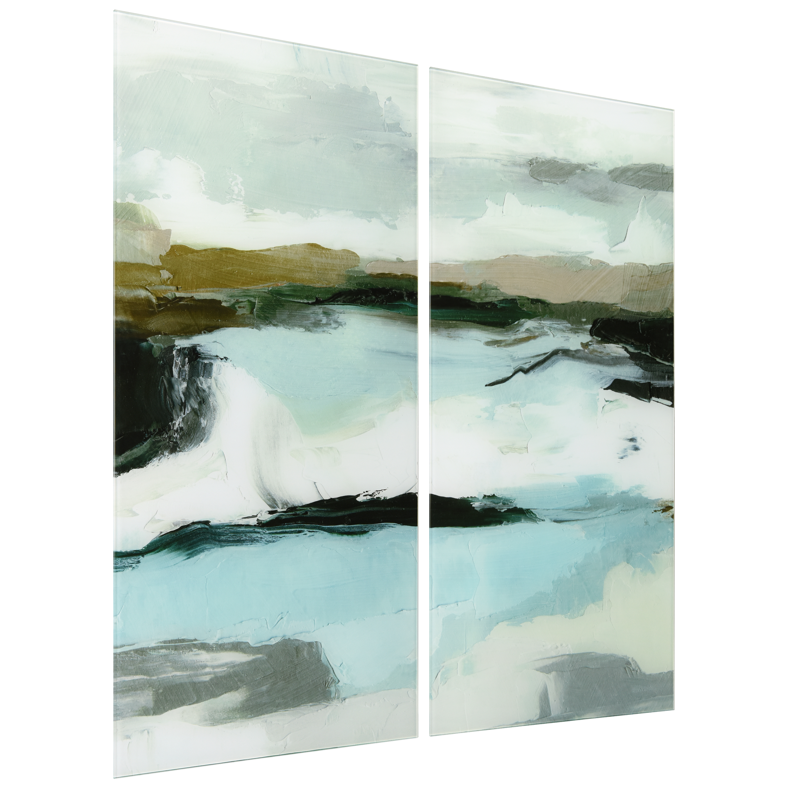 Textured Ocean Tide II AB 36 in x 72 in Mixed Media Art, by Empire Art 2 Count