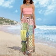 thumbnail image 2 of QIJUNTUO ​Petite Women's Wide Leg Palazzo Pants High Waist Resort Wear Vacation Trousers Flowy Beach Boho Chic Casual Comfort Bottoms​ Yellow, 2 of 7