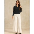 thumbnail image 4 of DARING DIVA Women's Collared Ribbed Knit Long Sleeve  Blouse M Black, 4 of 6