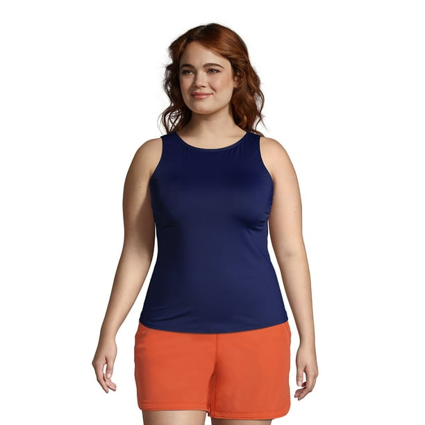 Lands' End Women's Plus Size DDDCup Chlorine Resistant High Neck UPF