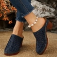 thumbnail image 6 of Miluxas Clogs for Women Mules Slip-On Comfortable Closed Toe Wide Width Chunky Mid Heel Slippers Vintage Cutout Sandals Outdoor Beach Slippers A-Navy 7.5(40), 6 of 9