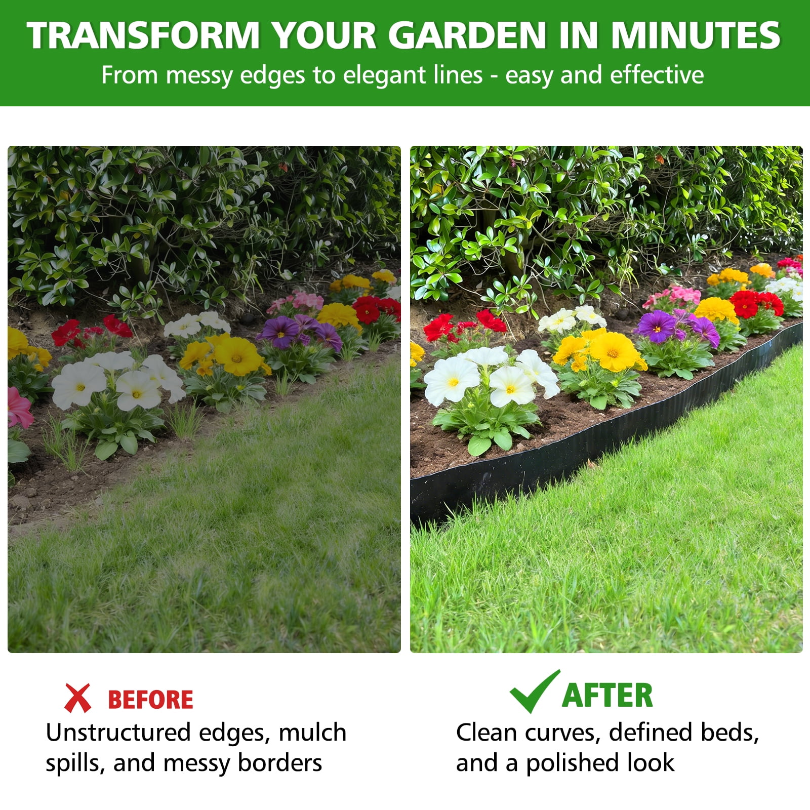 ROMUCHE Corrugated Garden Edging 6" x 25Ft, Flexible Metal Landscape Edging Border for DIY Flower Beds Lawn Yard Tree Surrounds Driveway