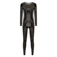thumbnail image 3 of iixpin Women's Metallic Shiny Long Sleeve Back Zipper Jumpsuit One Piece Full Body Fitness Bodysuit Black M, 3 of 7