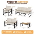 thumbnail image 3 of Sumnthink 5-Piece Outdoor Patio Furniture Set, Modern Metal Conversation Set for Porch, Deck, Balcony (Off White), 3 of 8