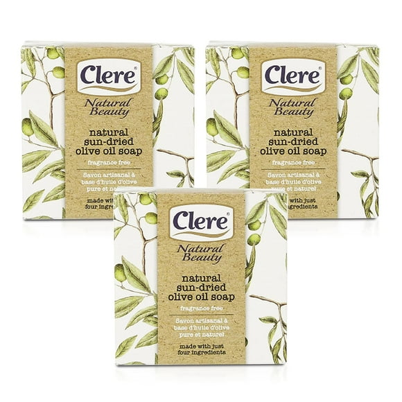 CLERE Natural Olive Oil Soap Bar 200g - Pack of 3