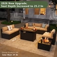 thumbnail image 3 of Aoxun 12 Piece Patio Furniture Set with 44” Fire Pit Table Wicker Rattan Patio Sectional Sofa Set Outdoor Seating Furniture with Thickened Cushion, Beige, 3 of 7