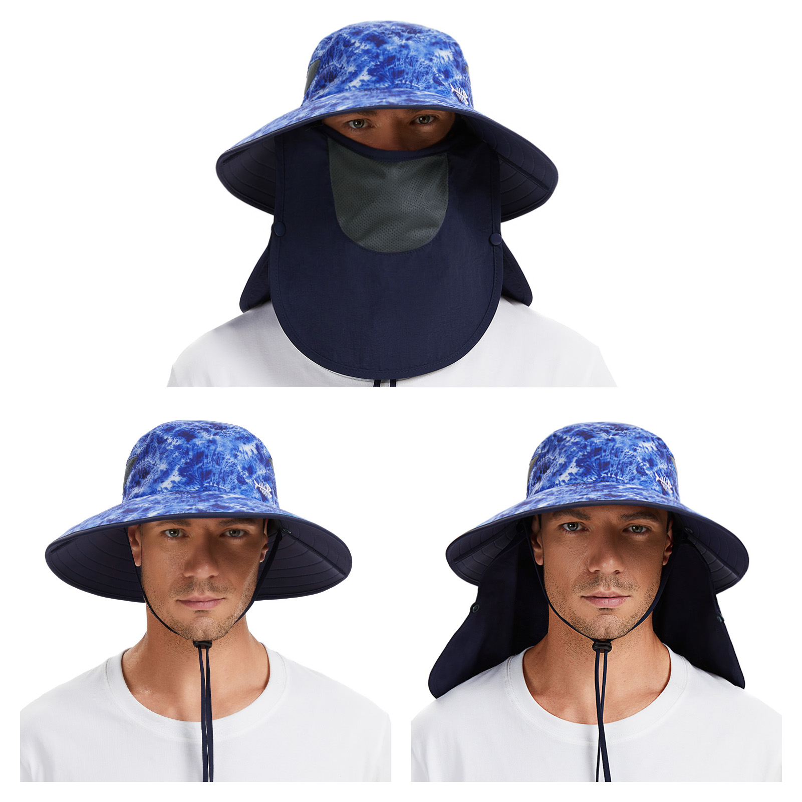 Men’s UPF 50+ Sun Hat with Face Cover & Neck Flap FH09