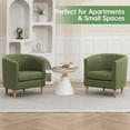 thumbnail image 5 of Barrel Accent Chair Set of 2, Mid Century Modern Upholstered Club Chair with Comfy Armrest and Stable Wood Legs for Bedroom, Living Room, or Reading Corner (Green), 5 of 12