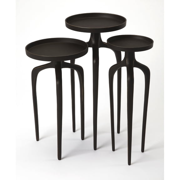 Black - Black - Round - Aluminium - BUTLER FRANCO BLACK SCATTER TABLE SET