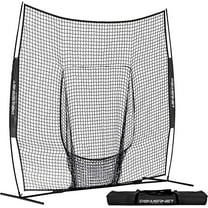 PowerNet Corbin Carroll 8x8 Practice Net, Huge Baseball Softball Hitting Pitching Net, Great for Teams, Hitting Pitching Batting Fielding Portable Backstop, Non-Tip Weighted Base