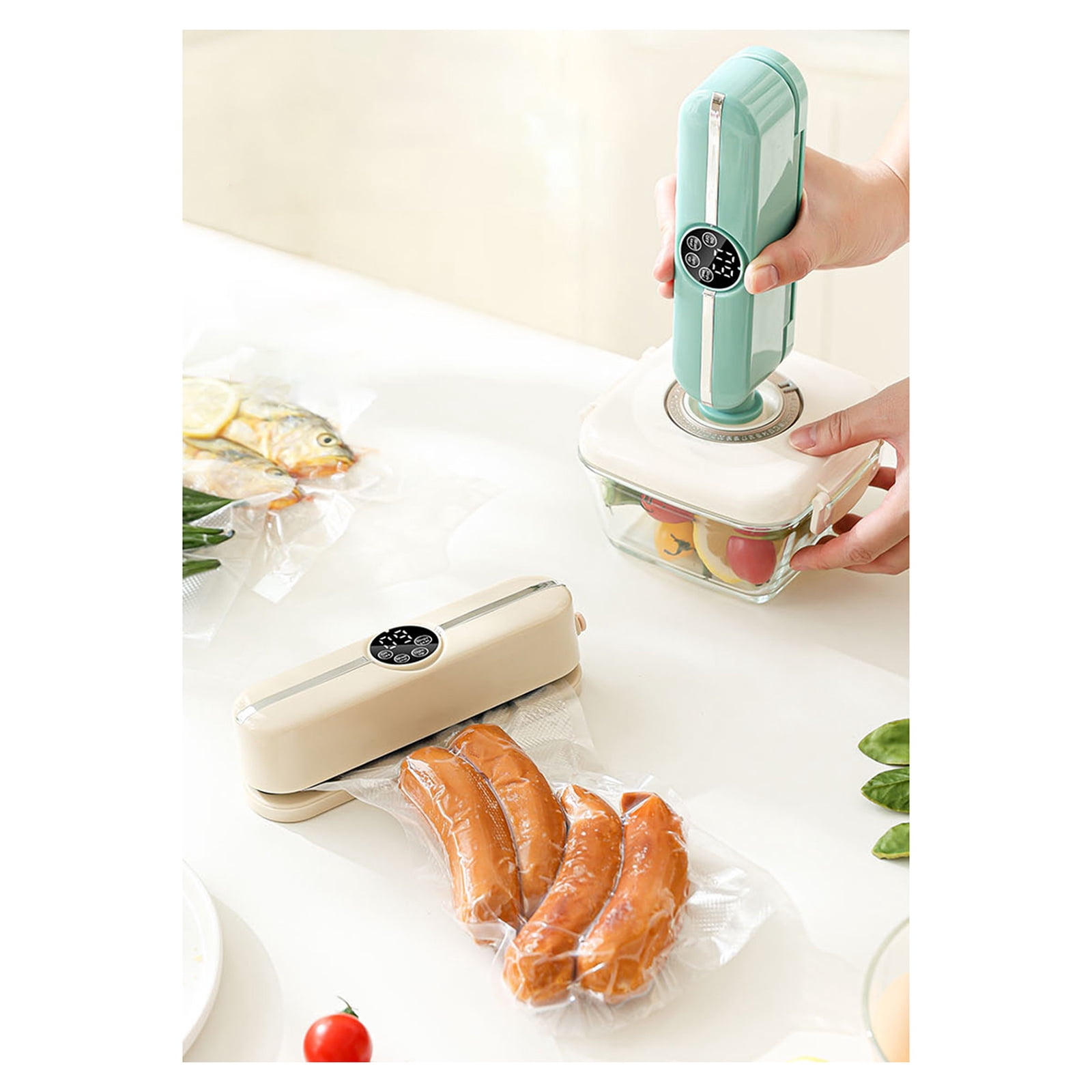 Mini Vacuum Sealing Machine – Automatic Food Preservation Device, Portable Packaging Machine | Kitchen Vacuum Sealers for Meat Vegetables Snacks, Freshness Storage Appliance, 1Pc(Beige,6.7x1.7x2")