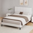 thumbnail image 7 of 4 EVER WINNER Queen Size Upholstered Platform Bed Frame with Headboard, White Queen Bed Frame, No Box Spring Needed, White, 7 of 7