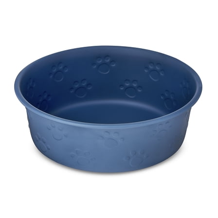 Vibrant Life Large Stainless Steel Embossed Dog Bowl, Blue Paws
