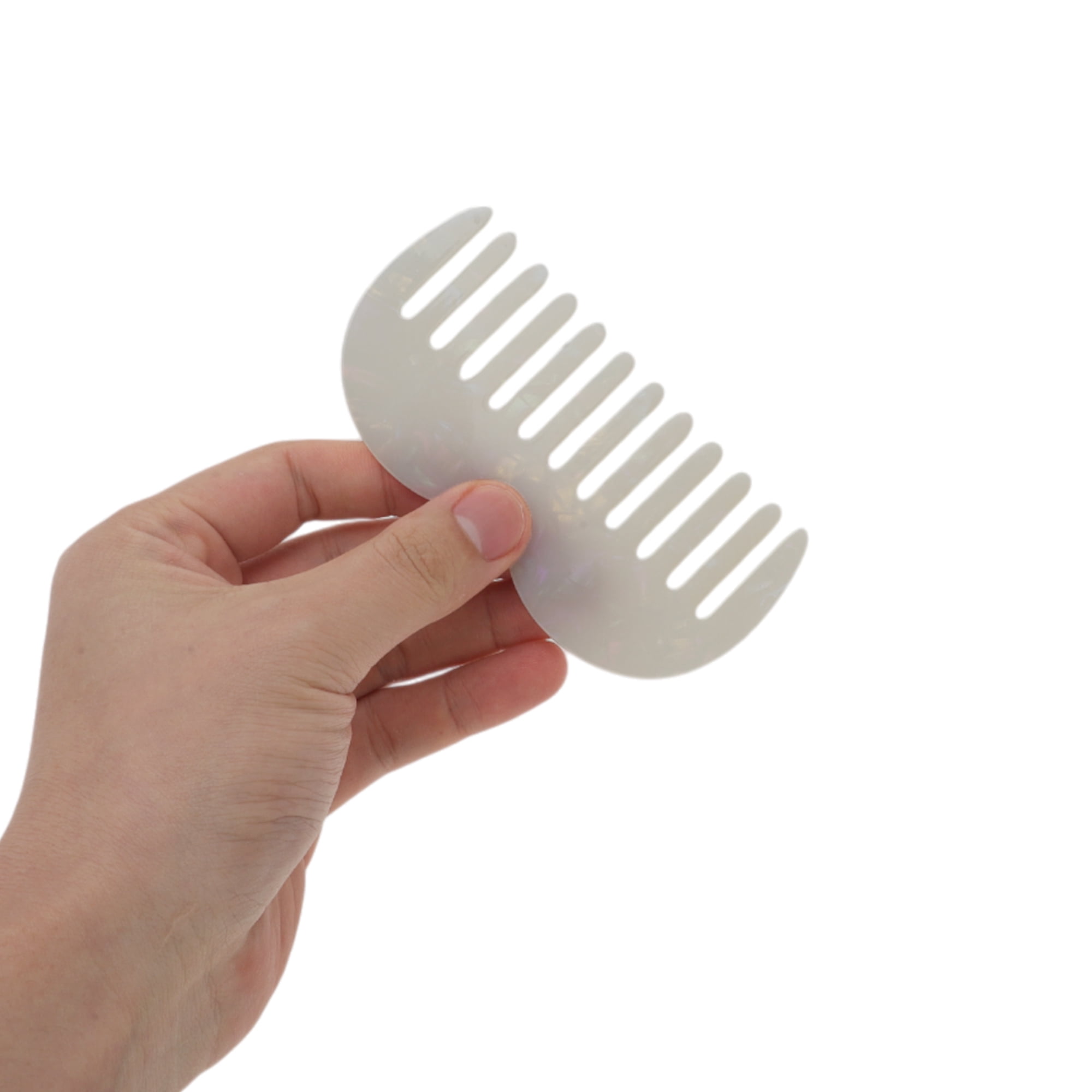 Unique Bargains 1 Pc M Shaped Marble Wide Tooth Comb for Making hair Smooth Colorful White