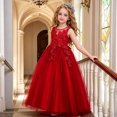 thumbnail image 4 of Glisme Little Girls Dress Solid Color Sleeveless Crew Neck Performance Formal Princess Girls Dresses, 4 of 9