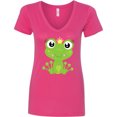 thumbnail image 3 of Inktastic Cute Frog, Green Frog, Frog Princess, Crown Women's V-Neck T-Shirt, 3 of 5