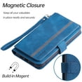 thumbnail image 4 of Case for iPhone 13, Multi-Functional Premium PU Leather Purse Flip Cover Classic Wallet Case with Card Slots Magnetic Wrist Strap Phone Case for Apple iPhone 13 - 6.1", Blue, 4 of 7