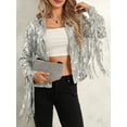 thumbnail image 5 of Suagox Women's Sequin Party Jackets Sparkly Long Sleeve Open Front Tassel Jackets Blazers Clubwear, 5 of 9