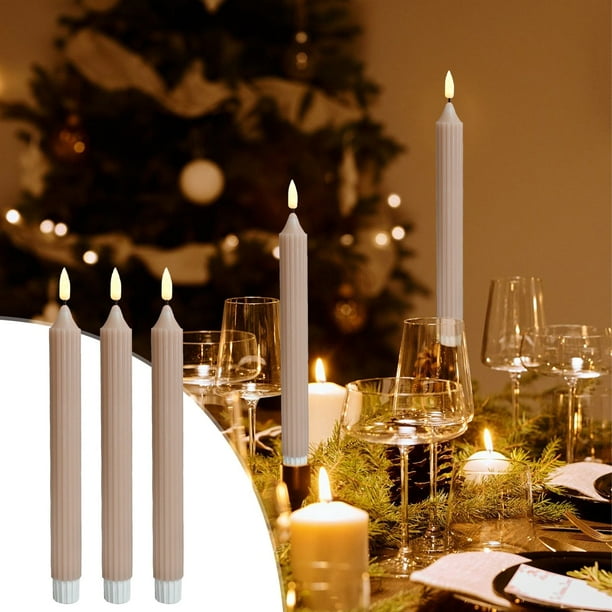pstuiky 12 velas LED cónicas sin llama que funcionan con pilas, velas artificiales