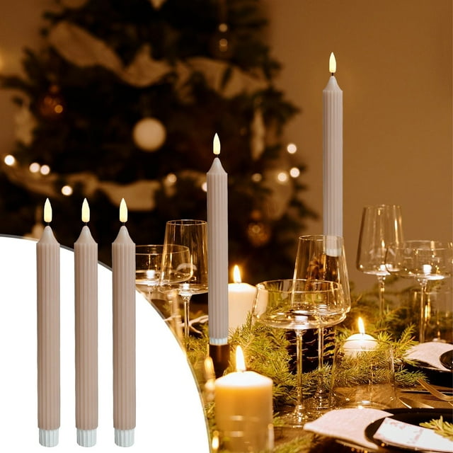 EGNMCR 12PCS Battery Operated Flameless LED Taper Candles Lights Fake Candles wax lamp