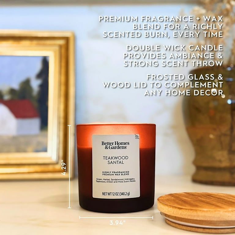 Better Homes & Gardens Teakwood Santal Scented 2-Wick Frosted Jar